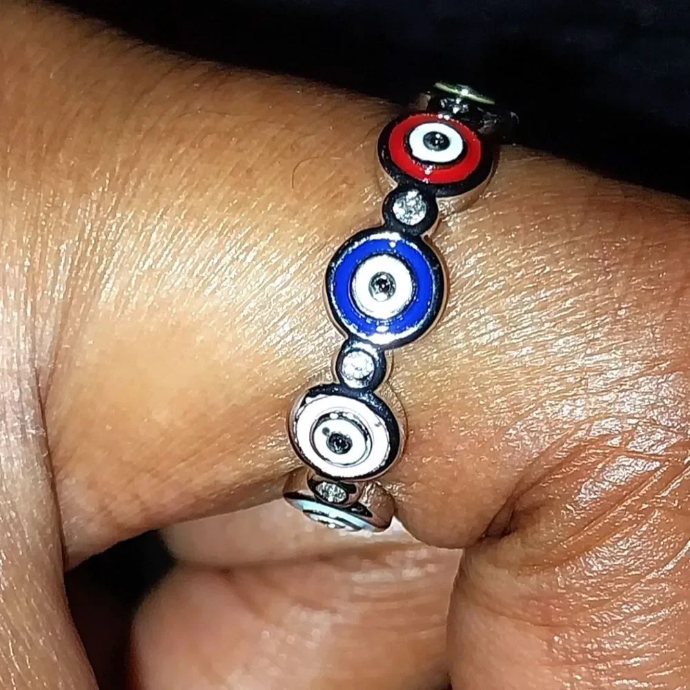 Colorful Evil Eye Ring Sz 7